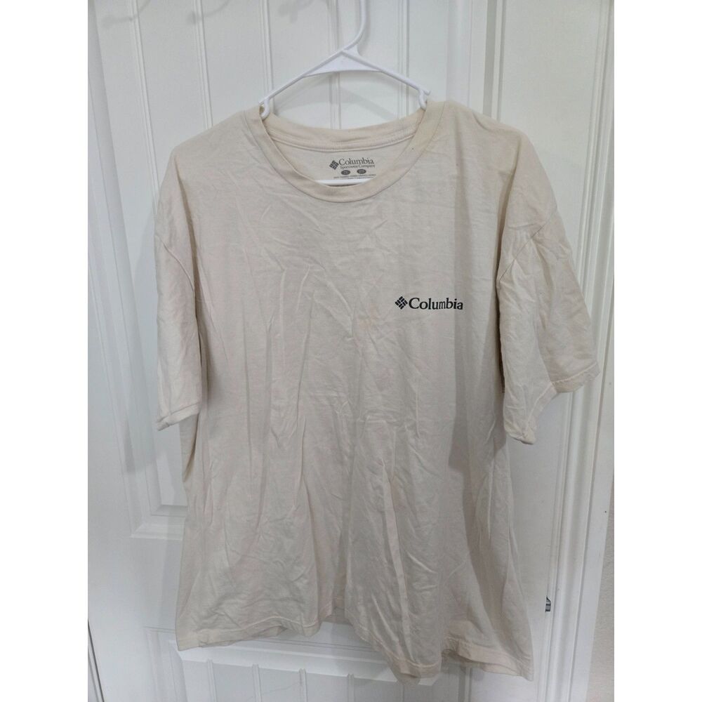 Columbia Men’s 2XL T-Shirt Beige Desert Cactus Graphic 100% Cotton Outdoor Tee